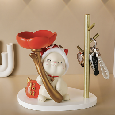 Lucky Cat Key Tray – Cute Entryway Resin Organizer